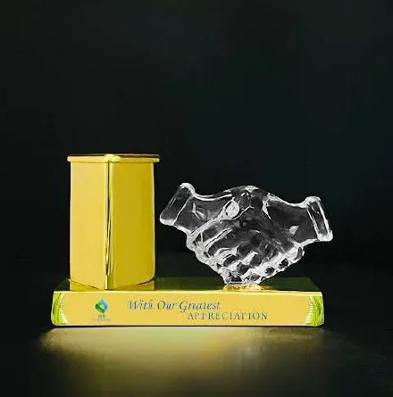 Crystal Handshake Pen Stand - 1382
