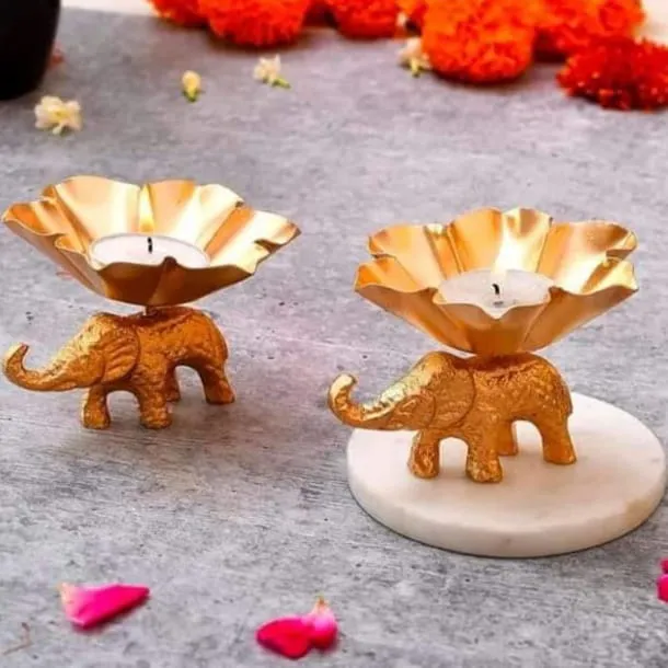 [EB-HATHI-GLD-35] Elephant Candle Holder